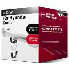 Für Kona Typ OS (G.D.W.) Anhängerkupplung abnehmbar + E-Satz 13pol universell