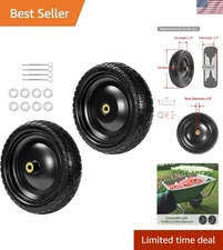 Durable 13'' Polyurethane Flat Free Tires for Carts with Sawtooth Grip – 2 Pack