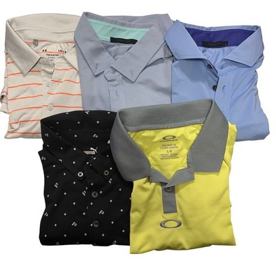 Lot of 5 Mens Golf Polos Large Puma Greyson Pebble Beach Performance Shirts