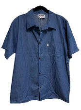 Uncommon Threads Chef Shirt Size Medium Blue Denim Short Sleeves NEW