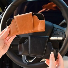 2 Pcs Car Sun Visor Glasses Holder Leather Sunglasses Box with Clips Accessories