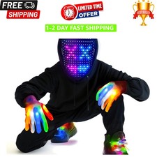3-Piece Gesture Sensing LED Halloween Costume Set: Glow Mask, Gloves  Shoelaces