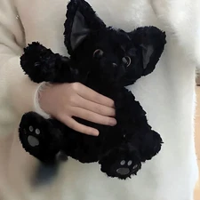 Cute Black Cat Plush Toy Throw Pillow KUKI Long Hair Doll Birthday Gift