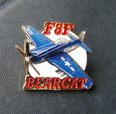 BEARCAT F-8 F-8F AVIATION FIGHTER AIRCRAFT GRUMMAN LAPEL PIN BADGE 1.25 inches