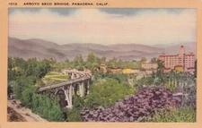 Arroyo Seco Bridge Pasadena California CA Postcard Colorado Street Bridge N09