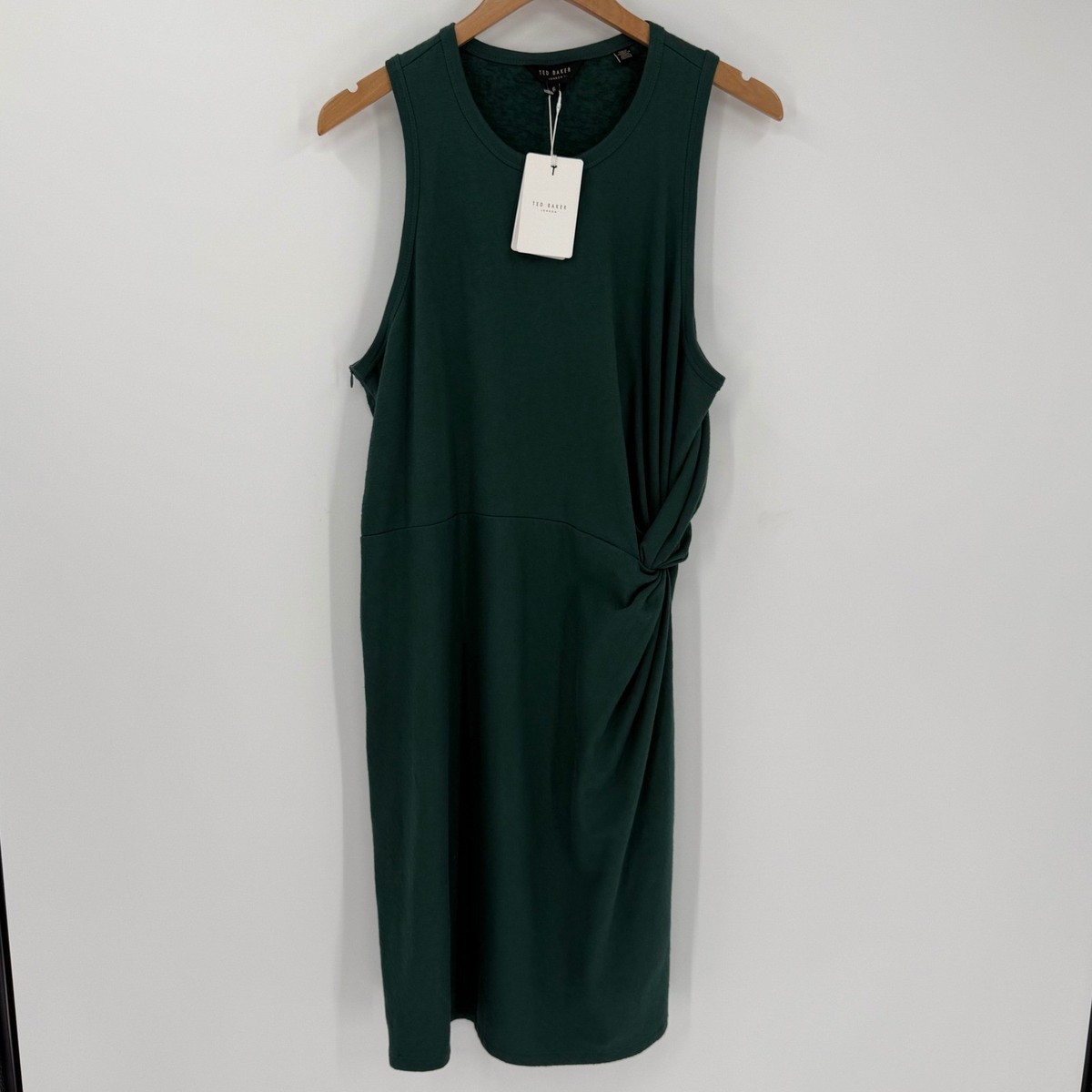 NWT Ted Baker Livviaa Knot Front Jersey Dress Dark Green Size 6 | eBay