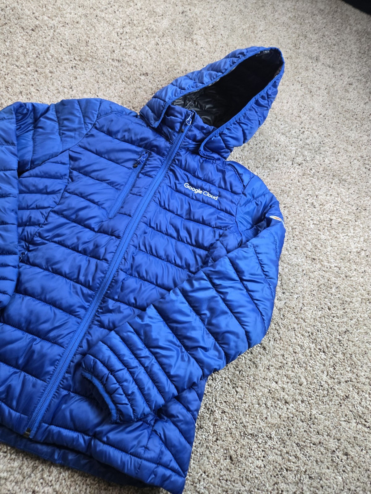 Google Cloud Puffer Jacket Womens Small Blue Full… - image 2