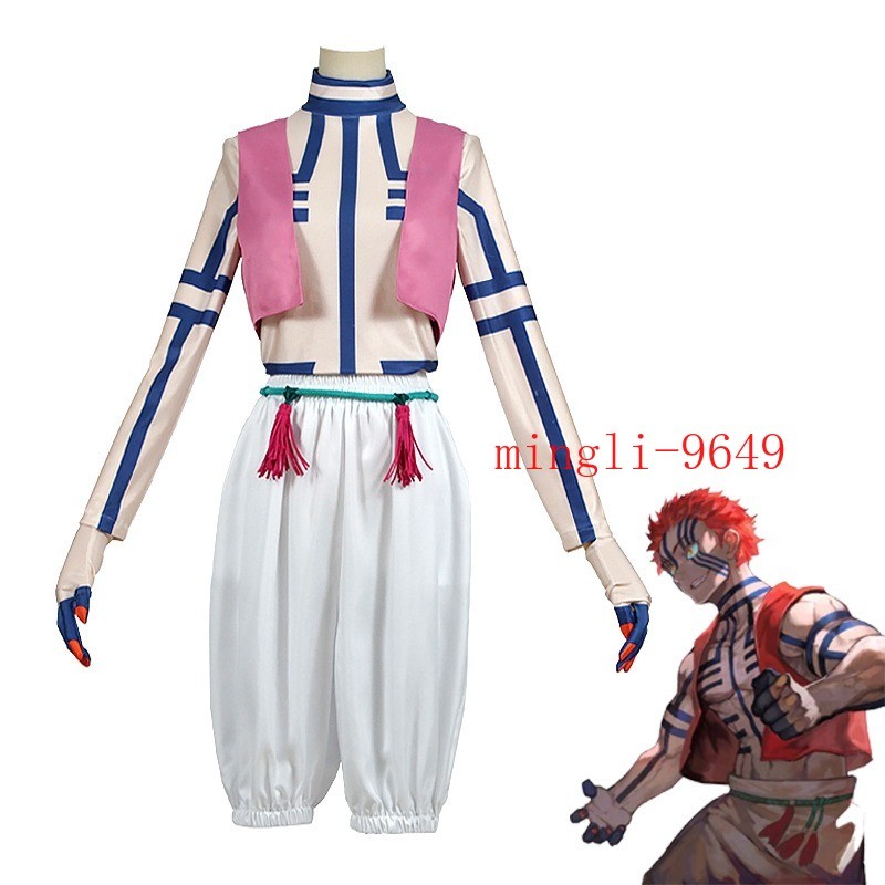 Akaza Demon Slayer Anime Juegos con disfraces Disfraz Ropa Traje Uniforme Conjunto Halloween