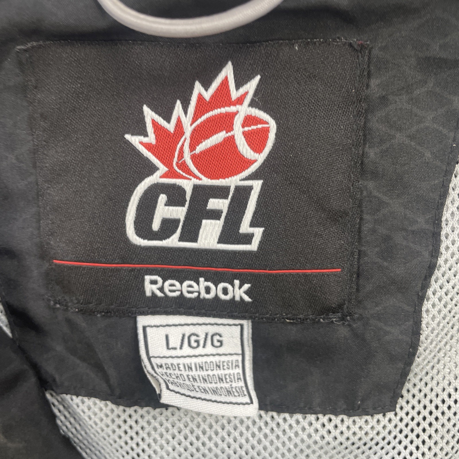 Hamilton Tiger-Cats Reebok Windbreaker Light Jacket Size Large CFL