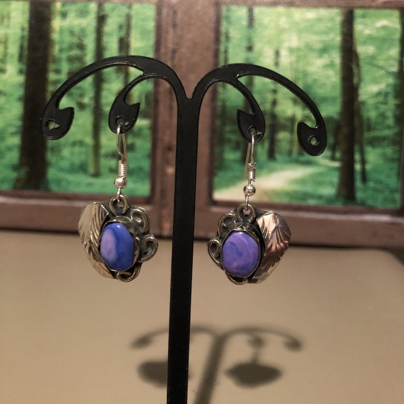 Native Jeweler (.900) COIN SILVER & Gen. Polished MOHAVE (MOJAVE) Turq. Earrings