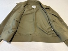 Nine West Size S Construction Zip up Off Green Bomber Jacket w/Pockets
