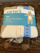 Carters 9M Zip-Up 1 Piece Warm Long Sleeve Easy Care Jumpsuit Reindeer/Deer   
