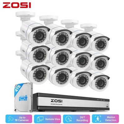 ZOSI 16CH 1080P Außen Überwaschungskamera Set 4TB DVR 12x 2MP CCTV Kameras H265+