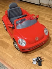 VW Beetle Red Battery Operated Ride-On Toy Car for Ages 3-7