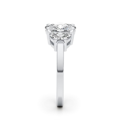Diamond Cushion Ring IGI Certified VVS2 E 2.4 CT Labcreated 14K Rose Gold Trio - Picture 9 of 12