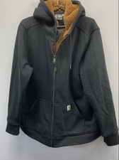 Carhartt Boys' Sherpa Lined Hooded Jacket Black Full Zip XL 16-18 