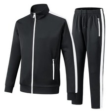 Men's Tracksuits 2 Piece Outfits Sweatsuits for Men Long XX-Large Black White