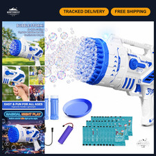 69-Hole Bubble Blaster Gun for Kids - LED Light Up Bubble Machine, Blue