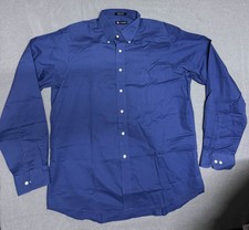 Chaps Dress Shirt Mens Large 16-16.5 36/37 Blue Classic Fit Wrinkle Free Twill