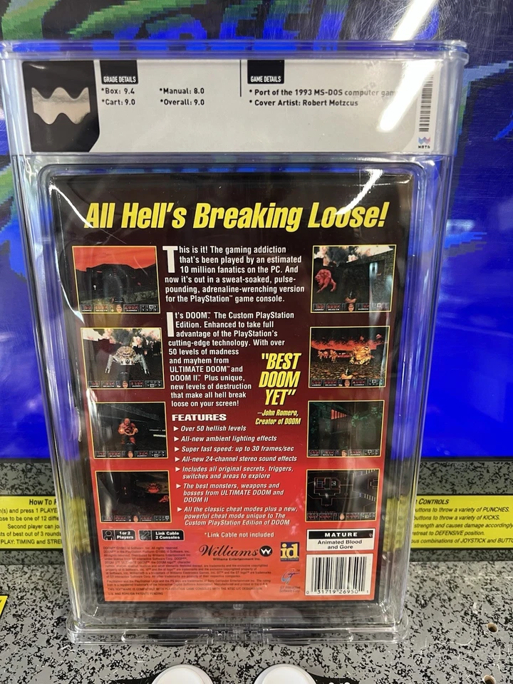 1995 PS1 Doom Cardboard Longbox CIB Complete Graded WATA 9.0 CIB 9.4 Box! - Image 3 of 4