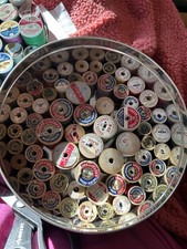 VTG Wood Thread Spool Lot 60 Mostly Coats Clark Various Sizes Tin Not Included