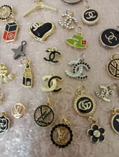 32 Pc Set Designer Zipper Pull Gucci  Chanel  Button Charm Pendant 