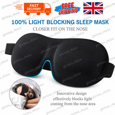 Weich gepolsterte Schlaf 3D Maske Augen Verdunkelung luxuriös Augenbinde Reise Augenbedeckung UK