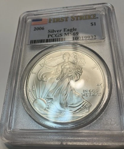 2006 SILVER EAGLE PCGS MS69 First Strike Label ((( Toning Spots)))