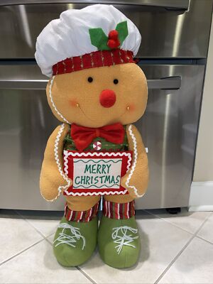 New Huge Door Display Gingerbread Man Boy Baker Greeter Merry Christmas  Bakery