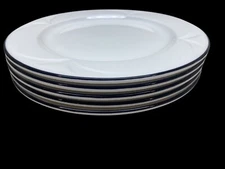 Set of 5 Steelite International White  w/ Black Rim Salad Plates 8", England