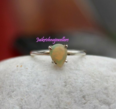 9K Solid Gold With Fire Opal Ring 