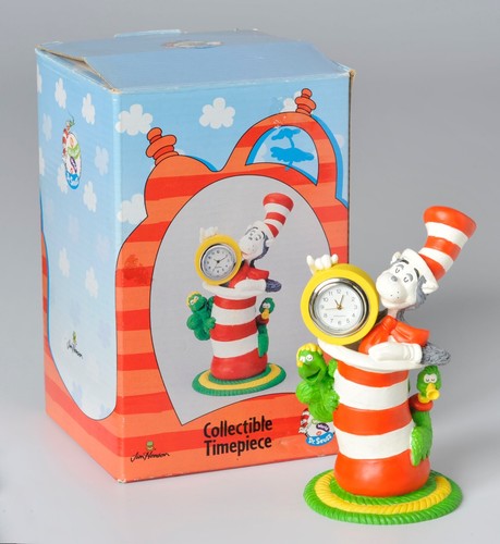 Jim Henson Wubbulous World of Dr Seuss Cat In The Hat Clock Figurine w Box Rare - Picture 1 of 12