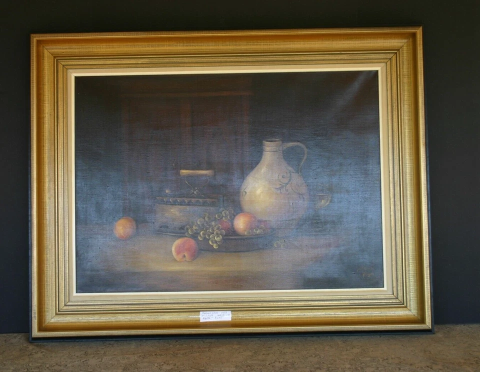 Dark Browns Still Life Oil Painting byJohanna Hayes 1973 Framed R-900 - Image 3 of 4