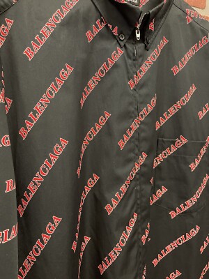 Size L - Balenciaga Black & Red Sporty Allover Logo Size L - Balenciaga Black & Red Sporty Allover Logo