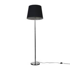 Image of Modern LED Floor Lamp 158cm Stem Polished Chrome Lounge Light Tapered Shade Bulb