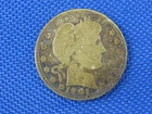 1901 BARBER 25 CENT US QUARTER SILVER COIN