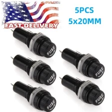 5x Panel Mounted Screw Glass Fuse Holder Black 5x20mm Car/Truck/Boat 12V 24V DC
