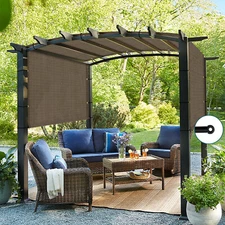 9-12ft Pergola Replacement Shade Cover Panel with Rod for Yard Garden Brown