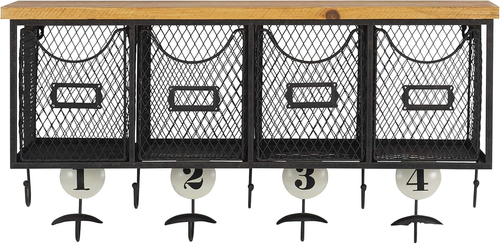 4-Basket Wall Organizer, 23.5" L X 7.25" W X 12.4" H, Brown, Black - Picture 5 of 12