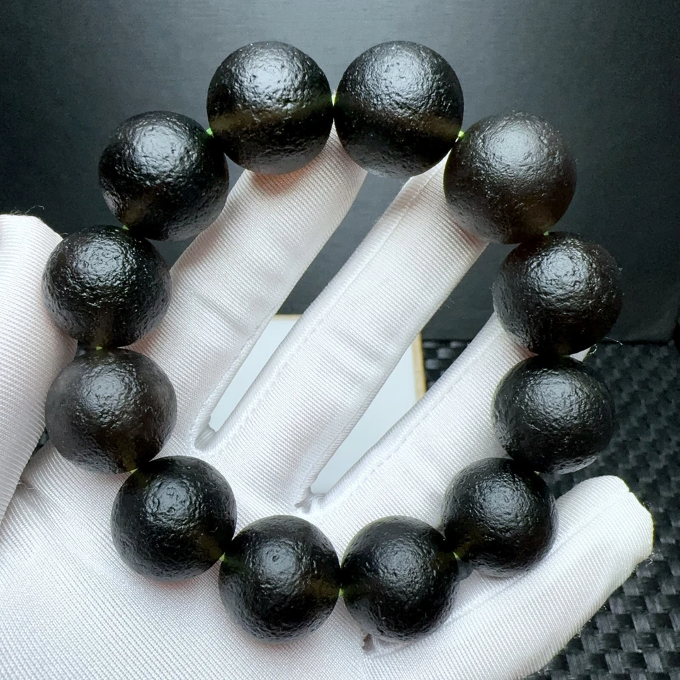 Pulsera de cuentas de cristal de cuarzo Cintamani meteorito natural de 20 mm AAAA Foto 2 de 4