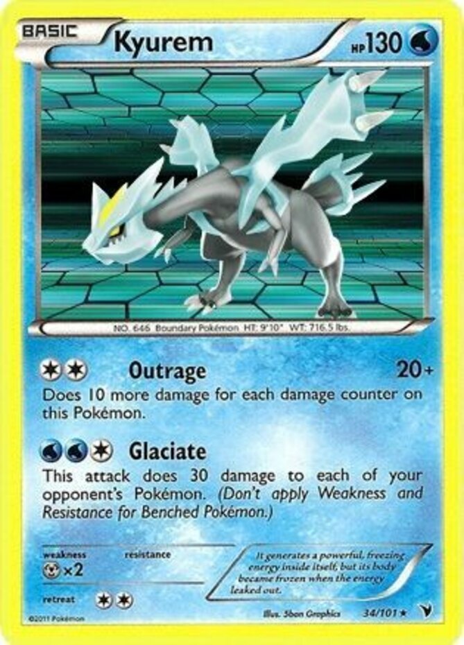 Kyurem - 34/101 - Holo Rare LP, English Pokemon Noble Victories