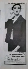 1964 Women's Handmacher Domino drama black white dinner suit vintage fashion ad