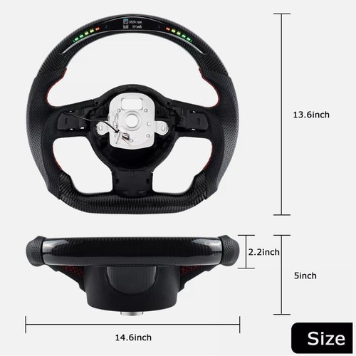 Real Carbon Fiber LED Steering Wheel For Audi TT / TTRS / R8 2007 - 2015 - Picture 6 of 6