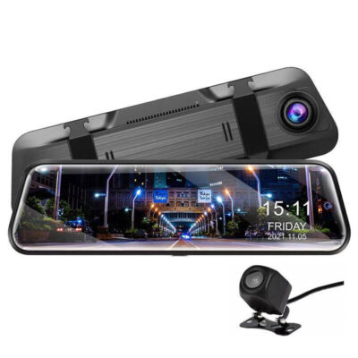 10'' HD Dual Lens Auto Car DVR Dash Cam Video Camera Recorder Rearview Mirror