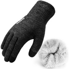 Winter Gloves - Gloves for Men Women, Wool Fleece Liner Gloves X-Large Grey