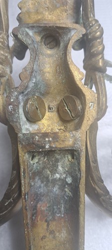 Vintage Paar Wandkerzenleuchter aus massivem Messing im Kunststil, RIESIG! 24" lang - Bild 11 von 19