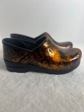 Dansko Professional Copper Leaf Marble Patent Leather Clogs Size 38