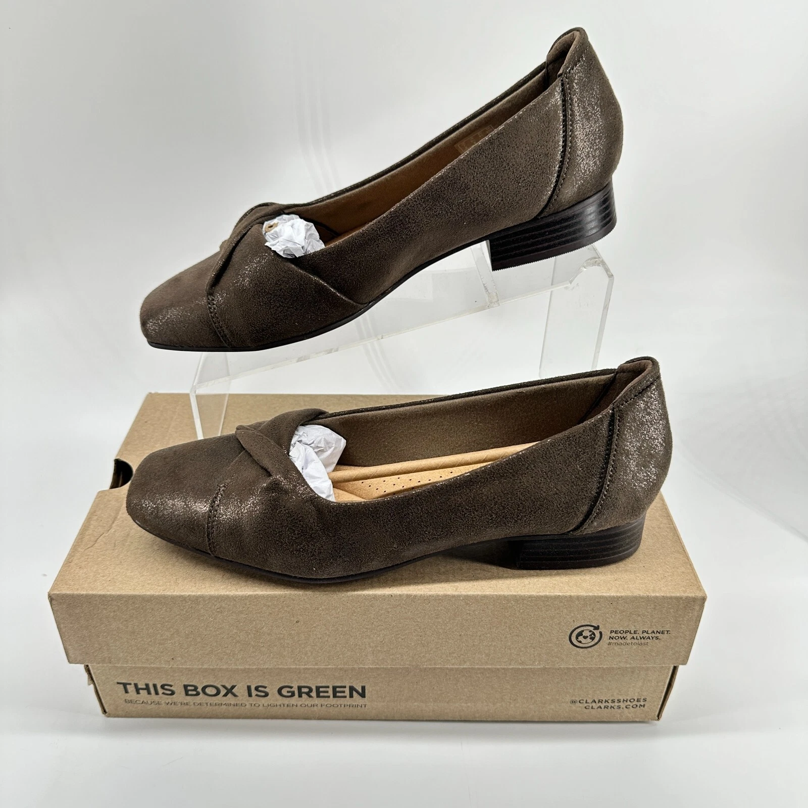 Mocassino Clarks Tilmont Dalia casual bronzo metallizzato donna 9 5 W slip on nuovo