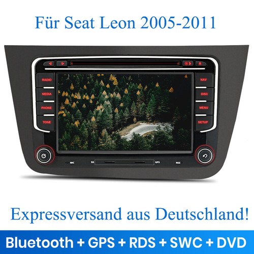 "Radio de coche doble Din 7" GPS navegación Bluetooth CD DVD RDS DAB para SEAT León 2005-2011 - Imagen 1 de 10