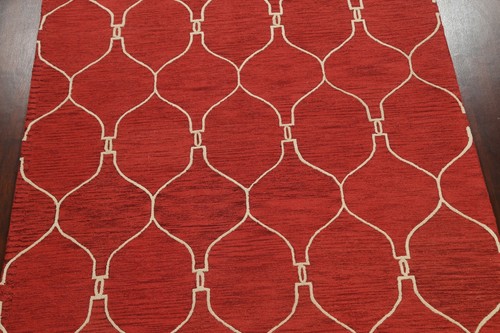 Trellis Modern RED/ IVORY Oriental Area Rug Hand-Tufted Living Room Carpet 8x10 - Picture 3 of 12
